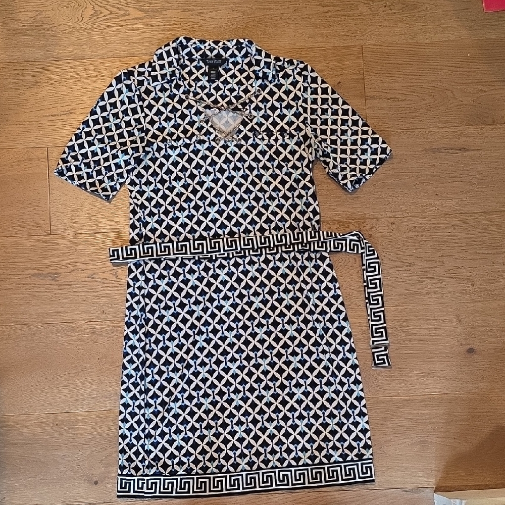 White House Black Market Black and White Patterned Dress